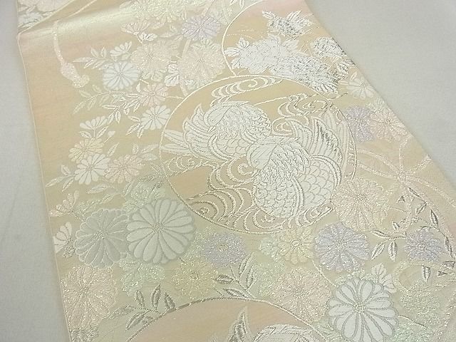 平和屋着物■六通柄袋帯 花鳥丸文 銀糸 逸品 DAAF3461sf