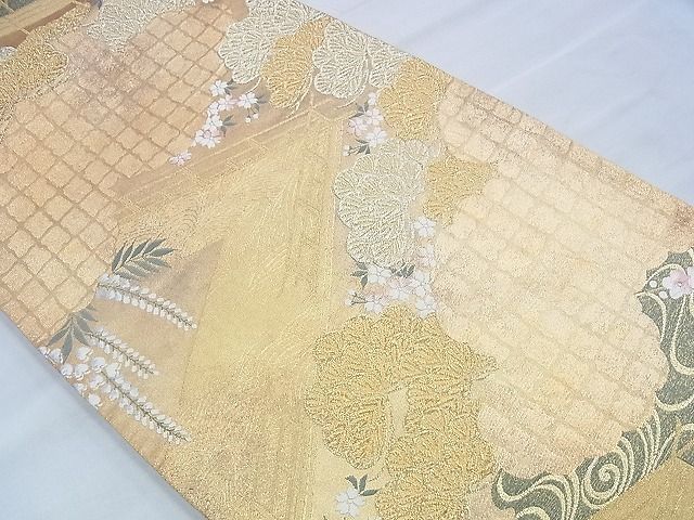 平和屋着物◎佐賀錦 六通柄袋帯 唐織 御所松紋 金糸 引箔 逸品 BAAG5164ns