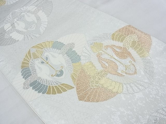 平和屋着物◎六通柄袋帯 向鶴菱 金銀糸 逸品 BAAG5188ns