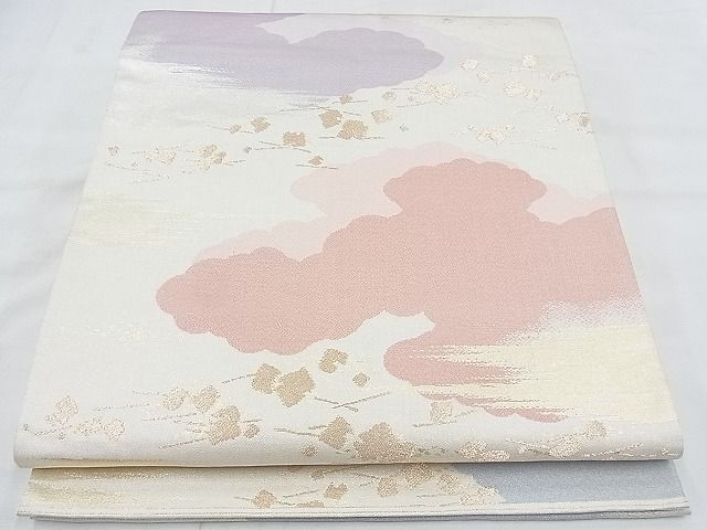 平和屋着物◎六通柄袋帯 雲重ね箔散らし文様 金糸 逸品 BAAG5194ns