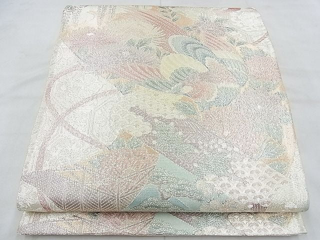 平和屋着物◎佐賀錦 六通柄袋帯 花鳥絵巻 900織 金糸 逸品 BAAG5195ns