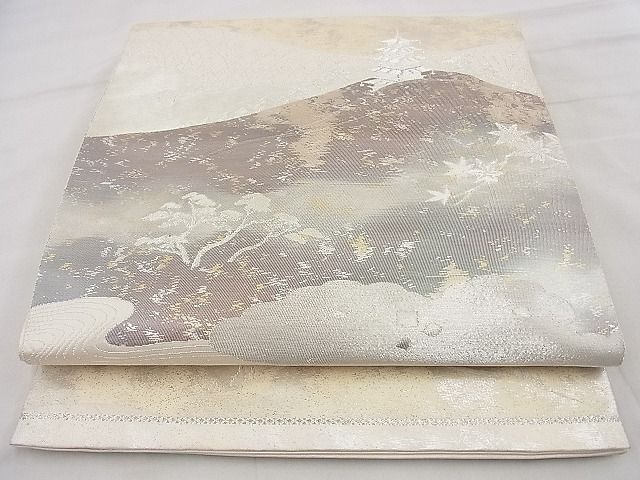 平和屋着物◎六通柄袋帯 遠山風景文 金銀糸 引箔 逸品 BAAG7268ph