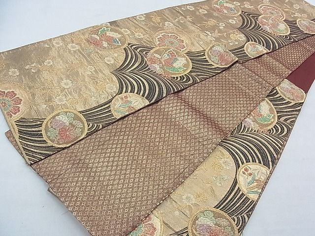 平和屋着物◎佐賀錦 六通柄袋帯 花蝶丸文 金糸 逸品 BAAG7329ph