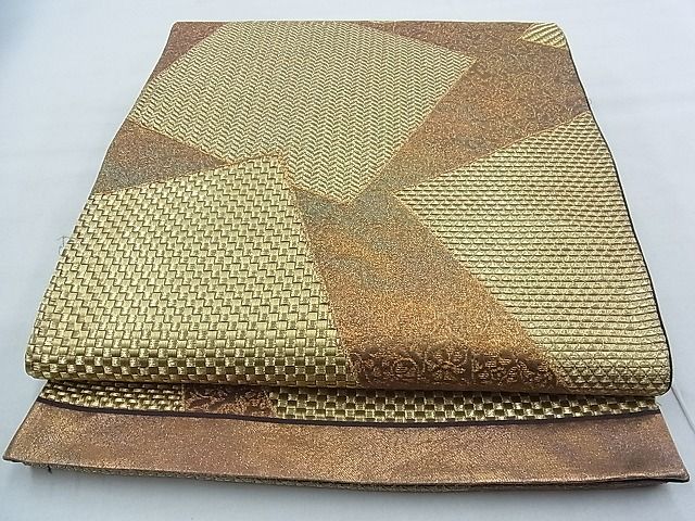 平和屋着物◎六通柄袋帯 色紙散らし 金糸 逸品 BAAG7350ph
