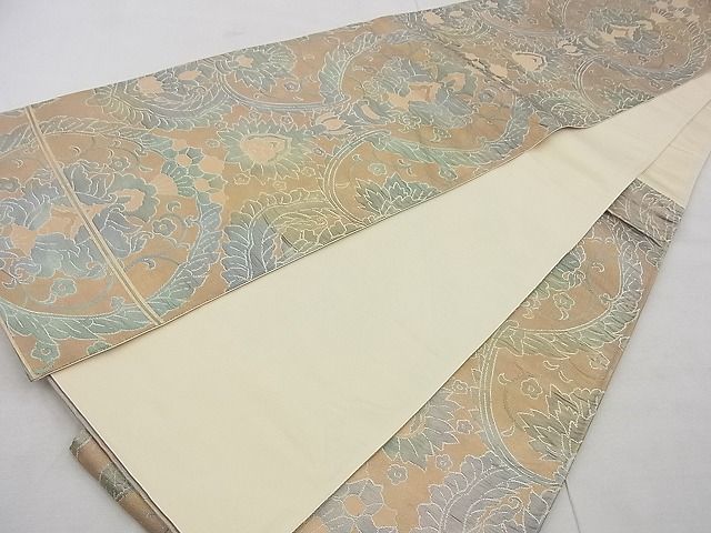 平和屋着物◎六通柄袋帯 ふくれ織り 宝相華 金糸 逸品 BAAG7389ph