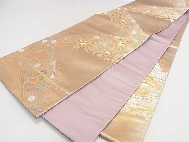 平和屋着物◎六通柄袋帯 双鶴花文 金銀糸 逸品 DAAF5333ma
