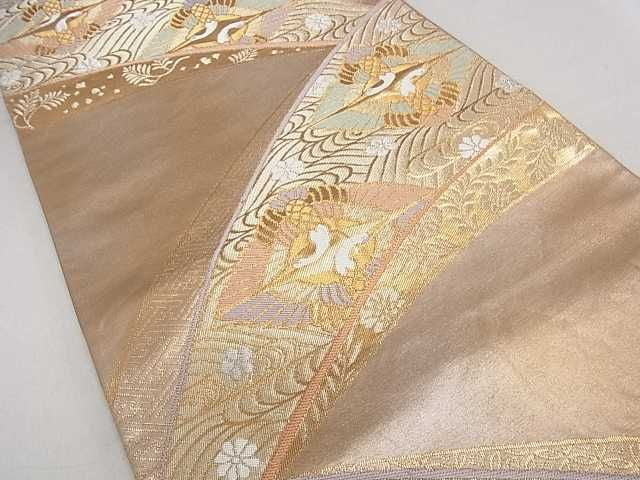 平和屋着物◎六通柄袋帯 双鶴花文 金銀糸 逸品 DAAF5333ma