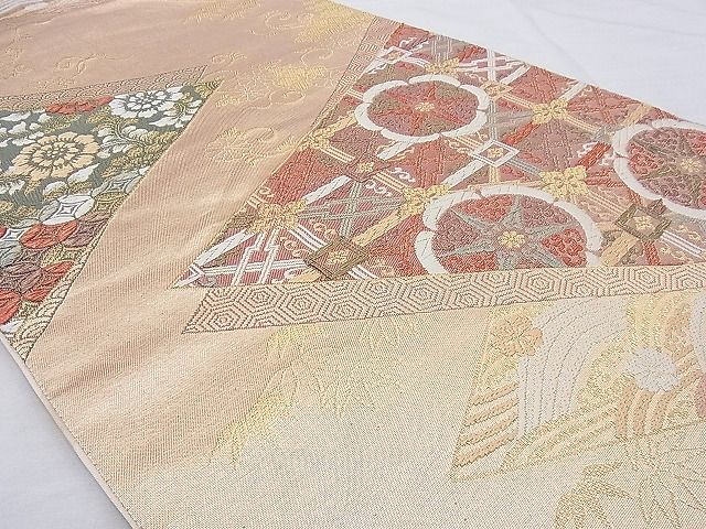 平和屋着物◎六通柄袋帯 唐織 正倉院色紙重ね 金糸 逸品 BAAG9703if