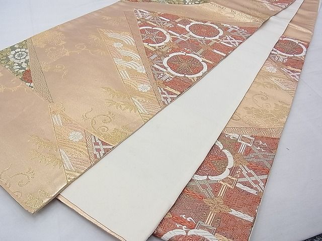 平和屋着物◎六通柄袋帯 唐織 正倉院色紙重ね 金糸 逸品 BAAG9703if