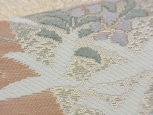 平和屋着物◎六通柄袋帯 唐織 遠山花鳥文 金糸 逸品 BAAG9734if