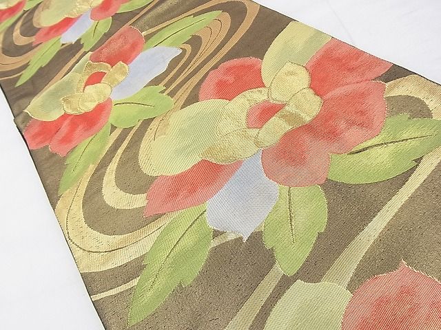 平和屋着物◎六通柄袋帯 花流し 金糸 逸品 BAAH1236wk