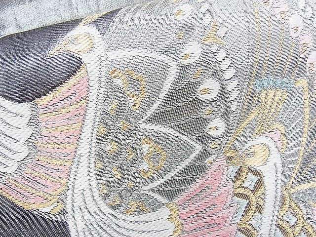 平和屋着物◎六通柄袋帯 唐織 孔雀 金銀糸 逸品 BAAH1037ns