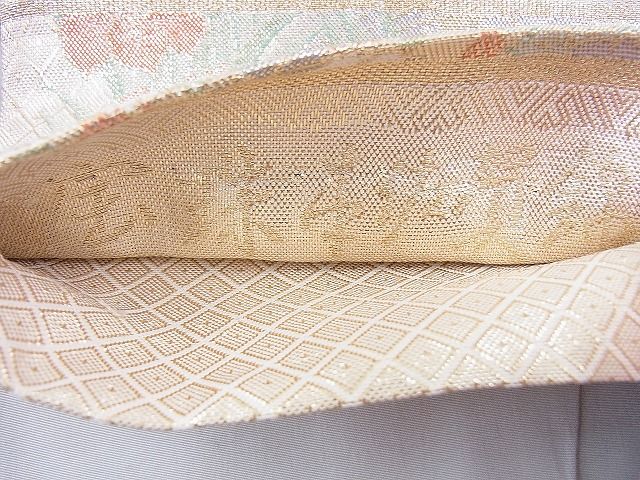 平和屋着物◎宝珠本佐賀錦 六通柄袋帯 扇面流水花文 九百錦 金糸 逸品 BAAG5825jm