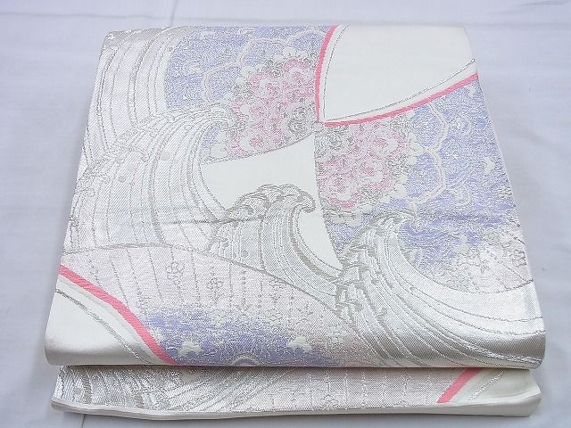 平和屋着物◎六通柄袋帯 唐織 正倉院舞蝶文 銀糸 逸品 BAAG5823jm