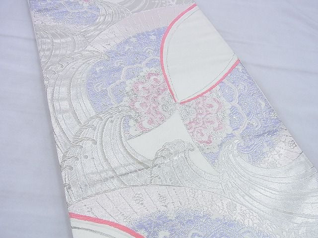 平和屋着物◎六通柄袋帯 唐織 正倉院舞蝶文 銀糸 逸品 BAAG5823jm