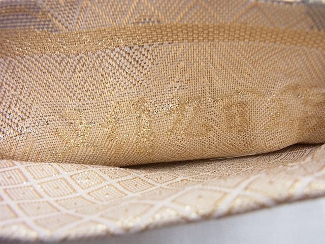 平和屋着物◎宝珠本佐賀錦 六通柄袋帯 扇面流水花文 九百錦 金糸 逸品 BAAG5825jm