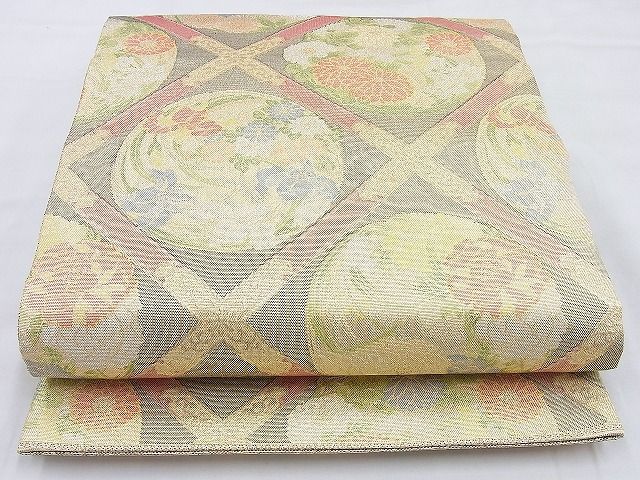 平和屋着物◎七彩佐賀錦 六通柄袋帯 菱天井花丸文 金糸 逸品 BAAG6564xa