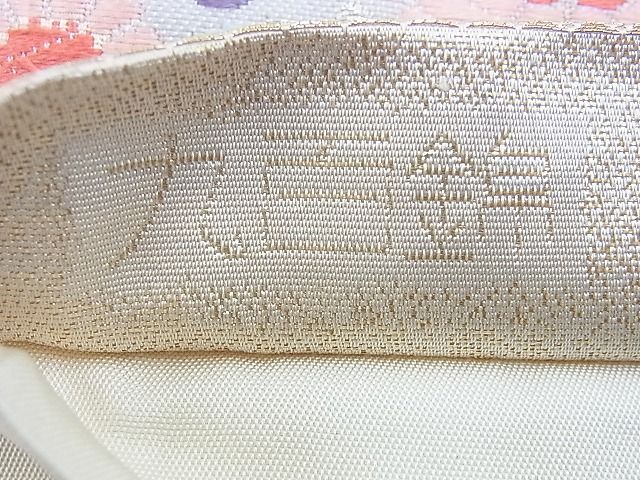 平和屋着物◎六通柄袋帯 唐織 雪輪青海波花文 九百錦 金銀糸 逸品 BAAG6574xa