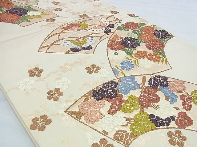 平和屋着物◎六通柄袋帯 唐織 地紙花蝶文 金糸 逸品 BAAG6578xa