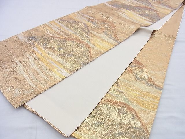 平和屋着物◎六通柄袋帯 霞遠山文 金糸 逸品 BAAG5890jm