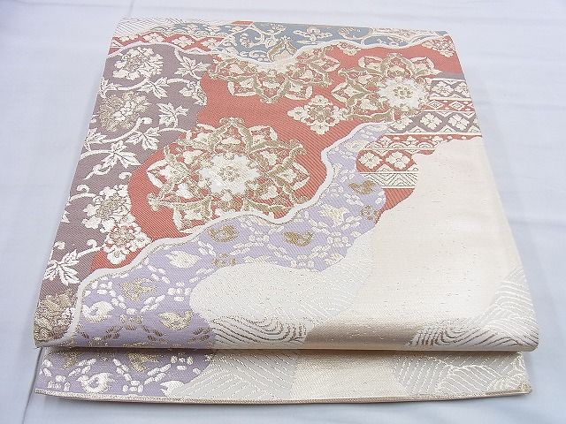 平和屋着物◎六通柄袋帯 正倉院道長文様 金糸 逸品 BAAG5907jm