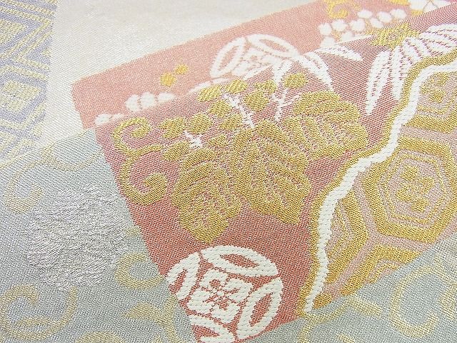 平和屋着物◎佐賀錦 六通柄袋帯 唐織 色紙瑞祥文 金銀糸 逸品 BAAG5966jm