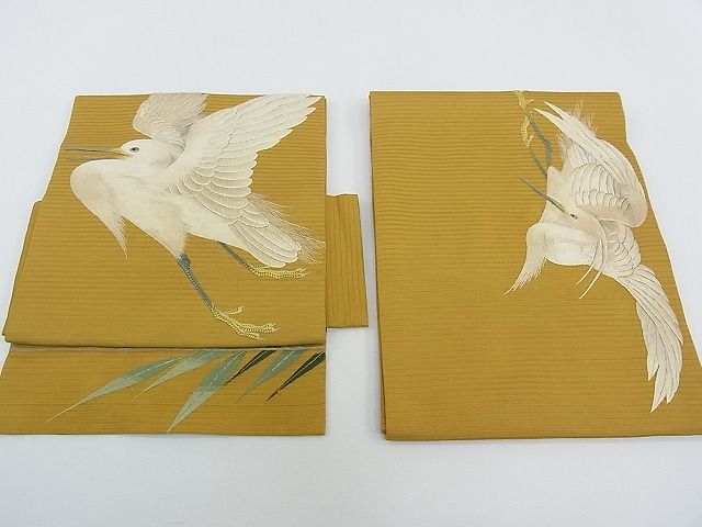 期間限定セール20%off■極上 夏物 アンティーク 大正ロマン つけ帯 総刺繍 手刺繍 白鷺 逸品 CZAA0585s4