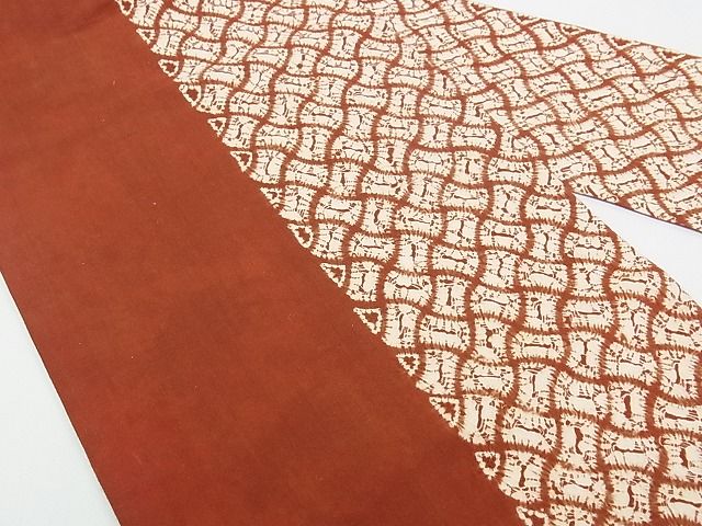 平和屋本店■極上 岩手の匠 草紫堂 南部絞り 茜染 九寸名古屋帯 綿 逸品 未使用 CZAA0580s4