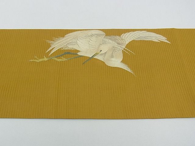 期間限定セール20%off■極上 夏物 アンティーク 大正ロマン つけ帯 総刺繍 手刺繍 白鷺 逸品 CZAA0585s4