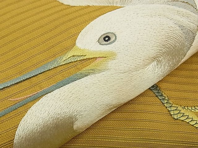 期間限定セール20%off■極上 夏物 アンティーク 大正ロマン つけ帯 総刺繍 手刺繍 白鷺 逸品 CZAA0585s4