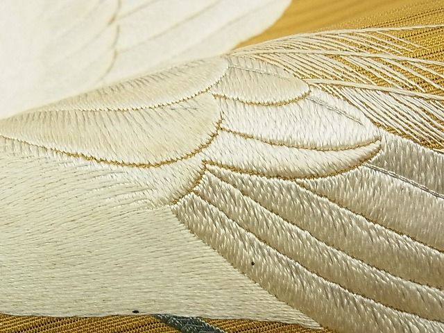 期間限定セール20%off■極上 夏物 アンティーク 大正ロマン つけ帯 総刺繍 手刺繍 白鷺 逸品 CZAA0585s4