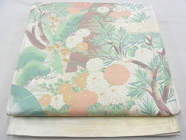 平和屋着物◎六通柄袋帯 霞草花文 金銀糸 逸品 BAAG4556th