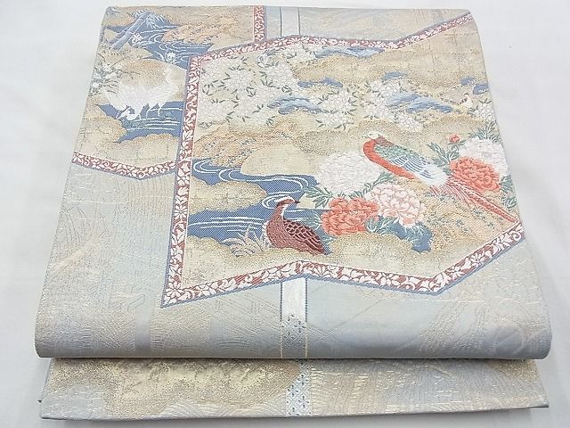 平和屋着物◎六通柄袋帯 唐織 格天障壁屏凡紋 金糸 逸品 BAAG4563th
