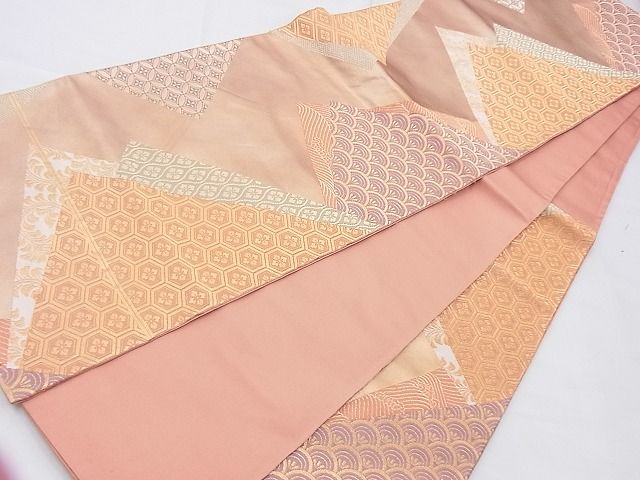 平和屋着物◎六通柄袋帯 裂取割付文 金糸 逸品 BAAH4612th