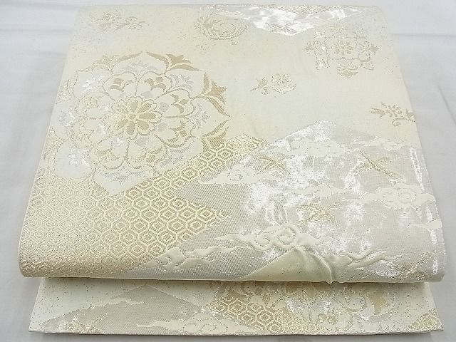 平和屋着物◎六通柄袋帯 ふくれ織り 正倉院花鳥文 金銀糸 逸品 BAAH4628th