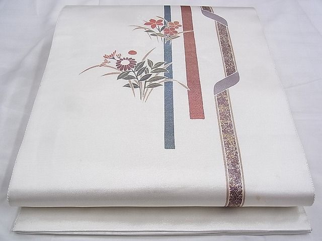 平和屋着物◎太鼓柄袋帯 秋草文 金銀彩 逸品 BAAH1129ns