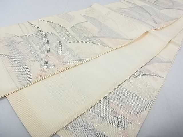 平和屋着物■夏物 六通柄袋帯 草花文 銀糸 逸品 DAAG4251fe
