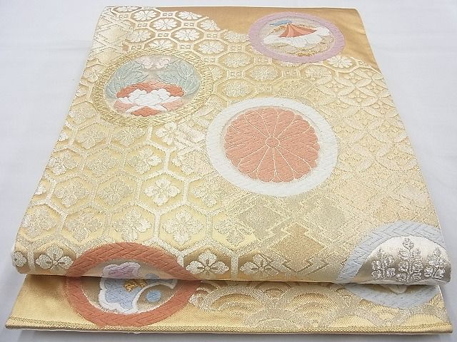 平和屋着物◎六通柄袋帯 唐織 煌彩綾錦 金糸 逸品 BAAG6859cm