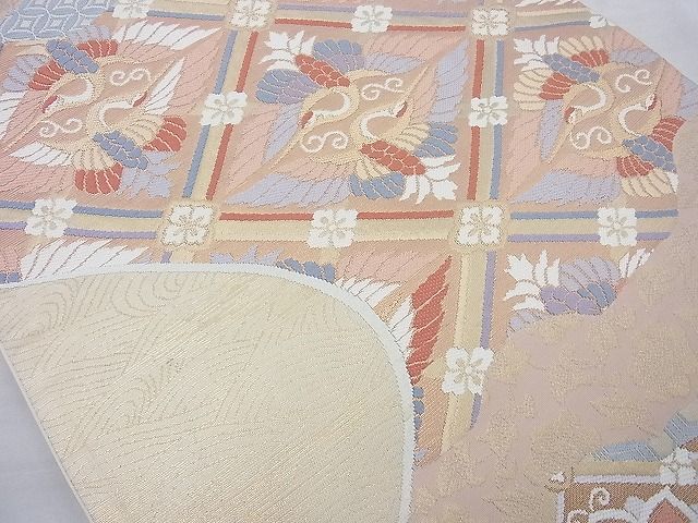 平和屋着物◎六通柄袋帯 唐織 七宝舞文 金糸 逸品 BAAG6904cm
