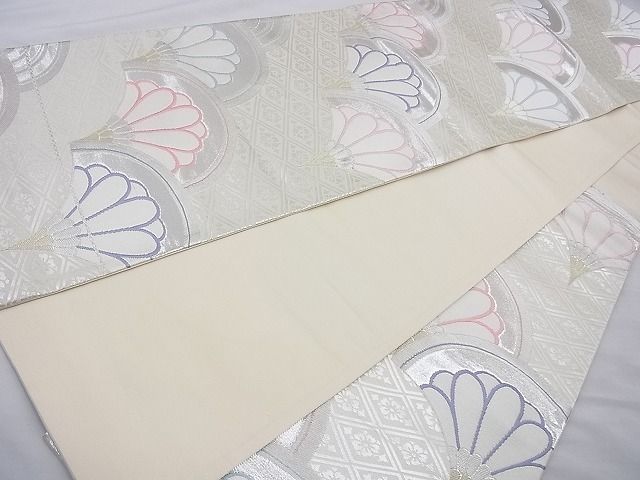 平和屋着物◎六通柄袋帯 唐織 菊青海波 金銀糸 逸品 BAAH2202cm
