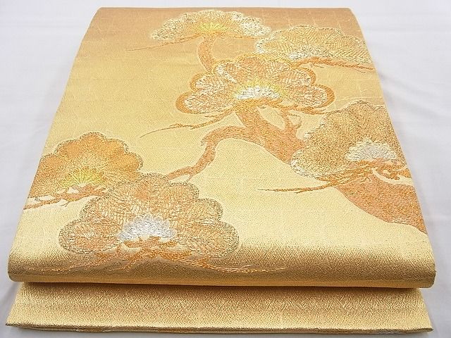 平和屋着物◎太鼓柄袋帯 宝寿 松 金糸 逸品 BAAH2246cm