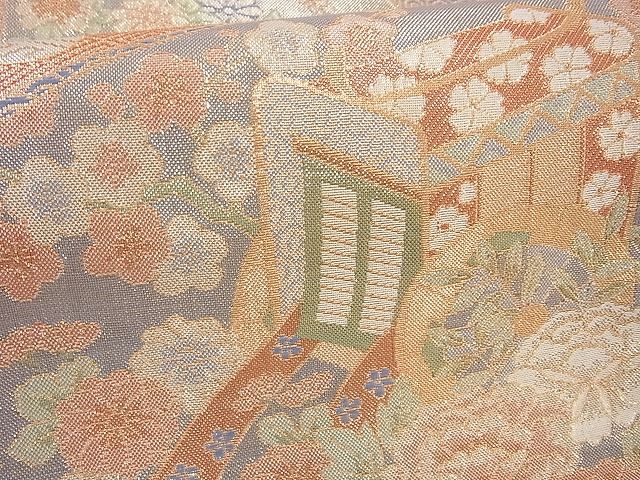 平和屋着物◎宝珠本佐賀錦 六通柄袋帯 地紙重ね花文 金糸 逸品 BAAH2235cm