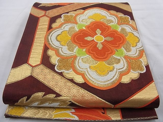 平和屋着物◎六通柄袋帯 唐織 正倉院鳳凰花文 金糸 逸品 BAAH2267cm