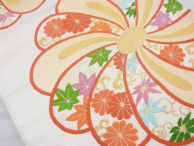 平和屋着物◎六通柄袋帯 唐織 草花文 金銀糸 逸品 BAAH2264cm