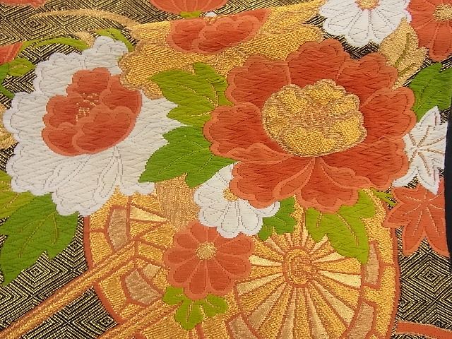 平和屋着物◎佐賀錦 六通柄袋帯 唐織 花車文 金糸 やまとオリジナル 逸品 BAAH2273cm