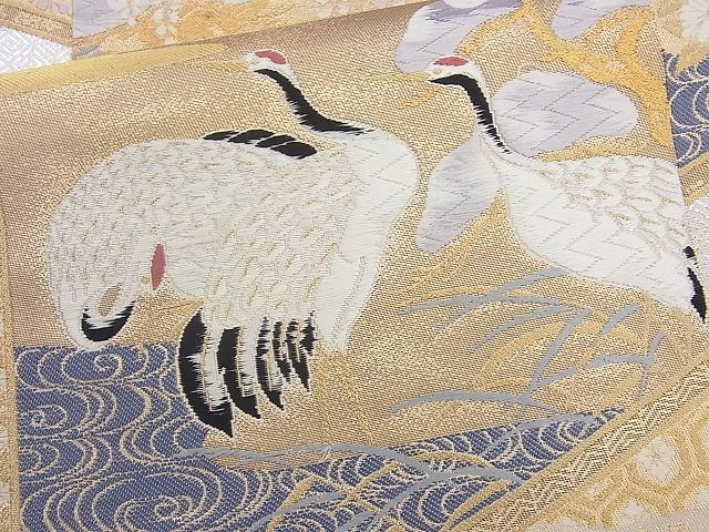 平和屋着物◎六通柄袋帯 唐織 琳派屏風絵文 金銀糸 逸品 BAAH2292cm