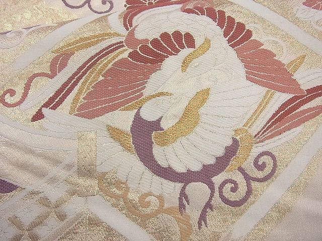 平和屋着物◎六通柄袋帯 唐織 格天井花文 金糸 逸品 BAAH2300cm