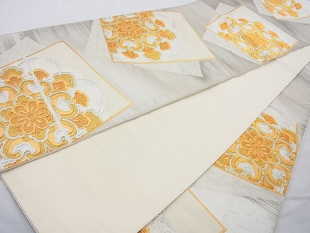 平和屋着物◎六通柄袋帯 正倉院花文 金銀糸 逸品 BAAH2321cm
