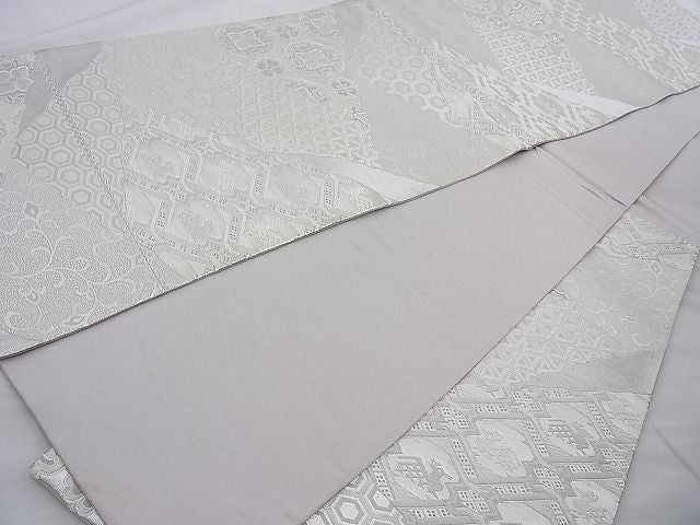 平和屋着物◎六通柄袋帯 飛鶴草花文 金糸 逸品 BAAH2351cm