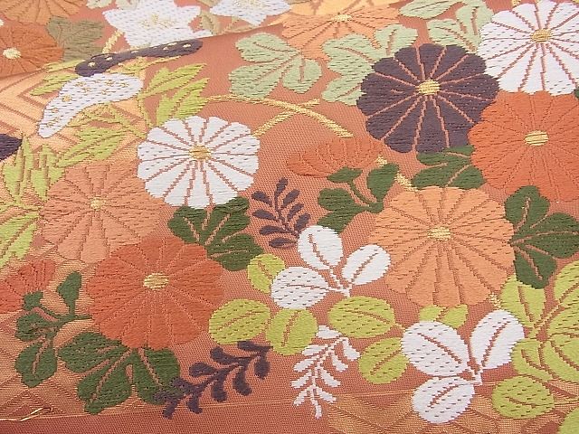 平和屋着物◎六通柄袋帯 唐織 市松取能帯文 金糸 引箔 逸品 BAAH2354cm